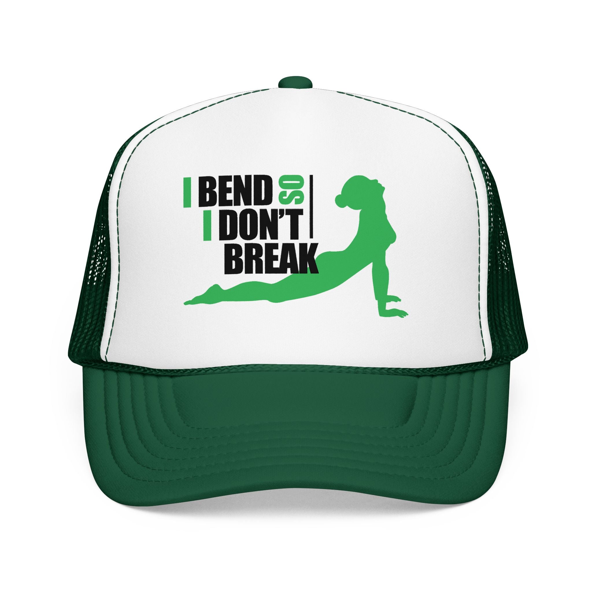 Bend Don’t Break Foam Trucker Hat – Yoga Stretch Mesh Cap
