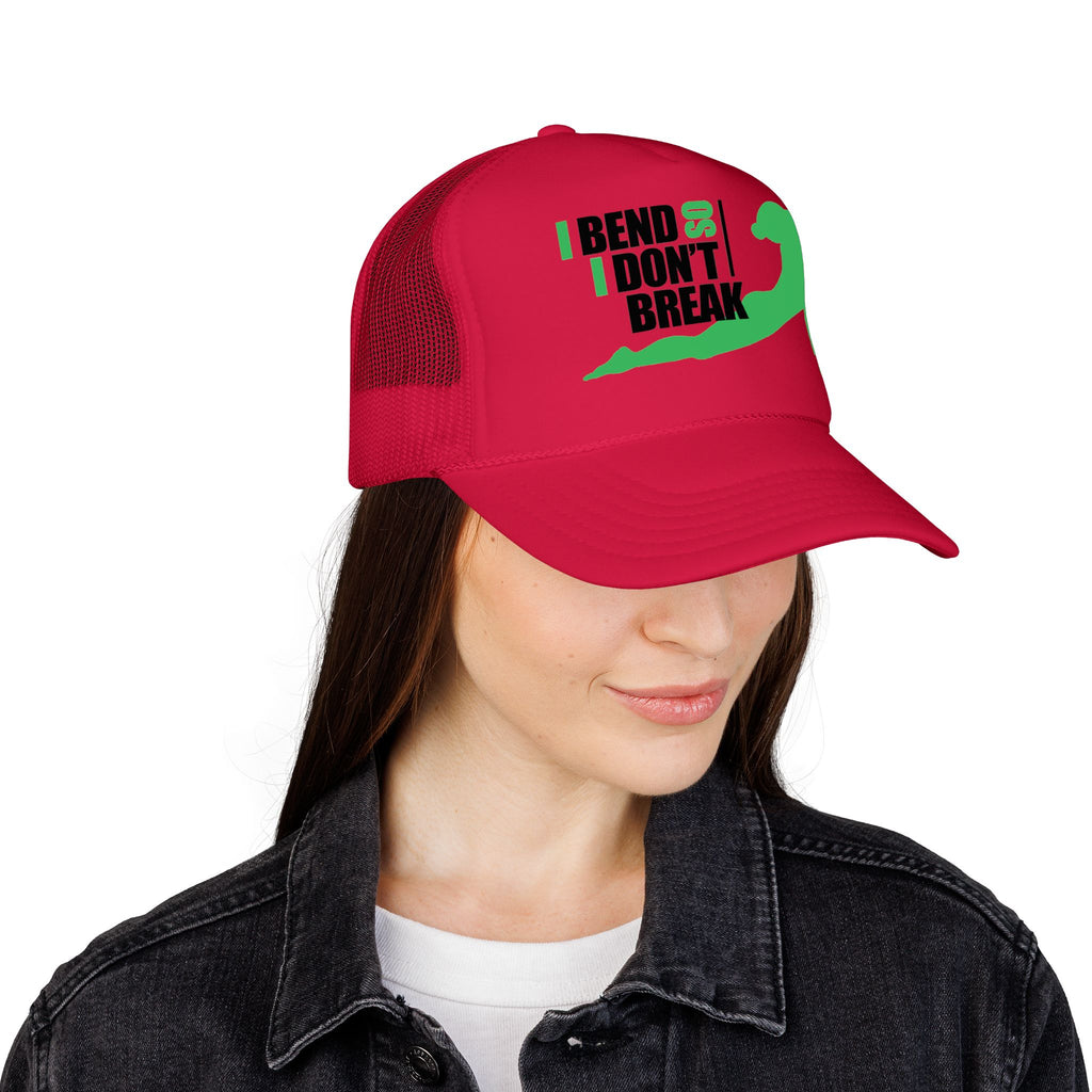 Bend Don’t Break Foam Trucker Hat – Yoga Stretch Mesh Cap