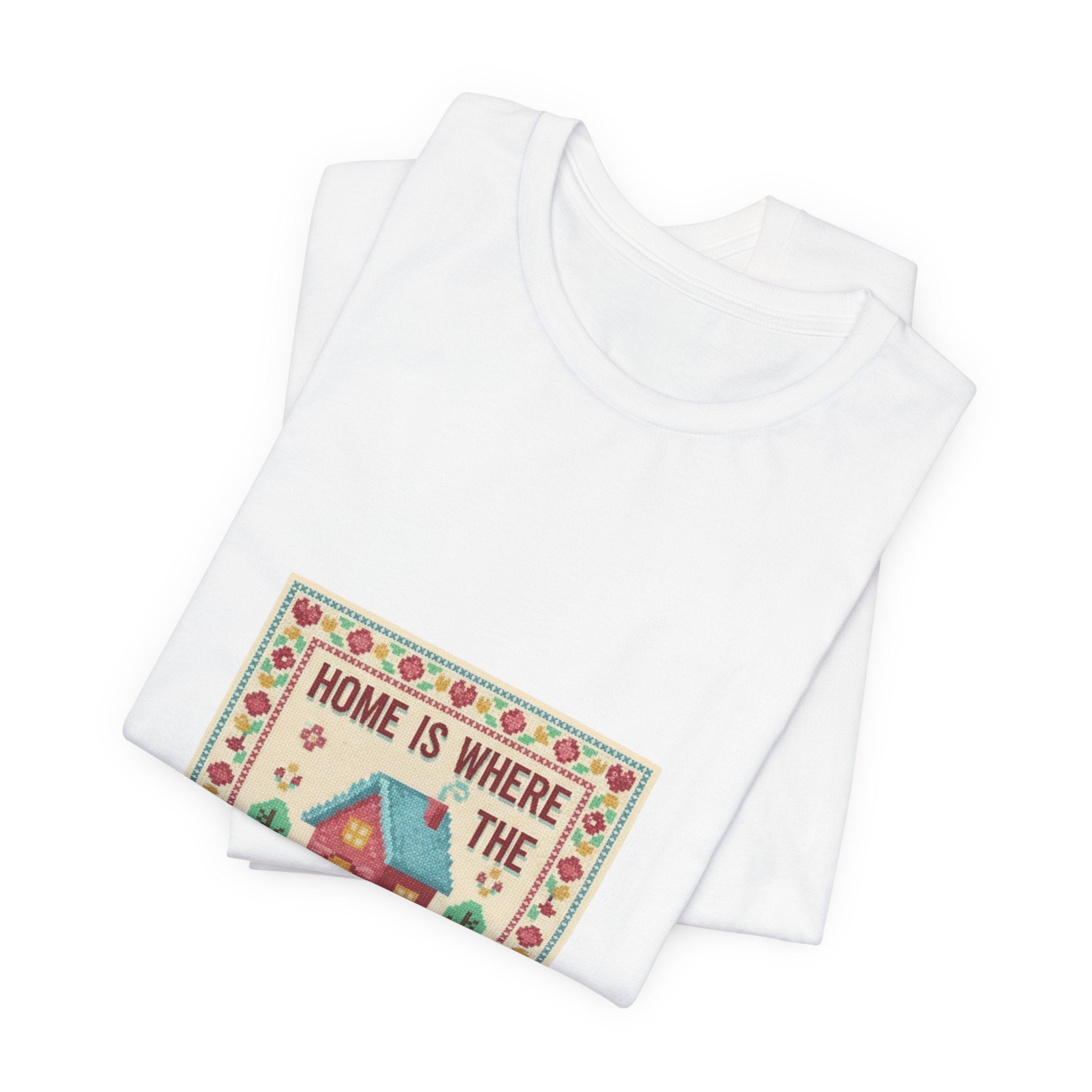 Home Is Where The People Aren't T-Shirt | ironische Stickerei, Kreuzstich-Meme