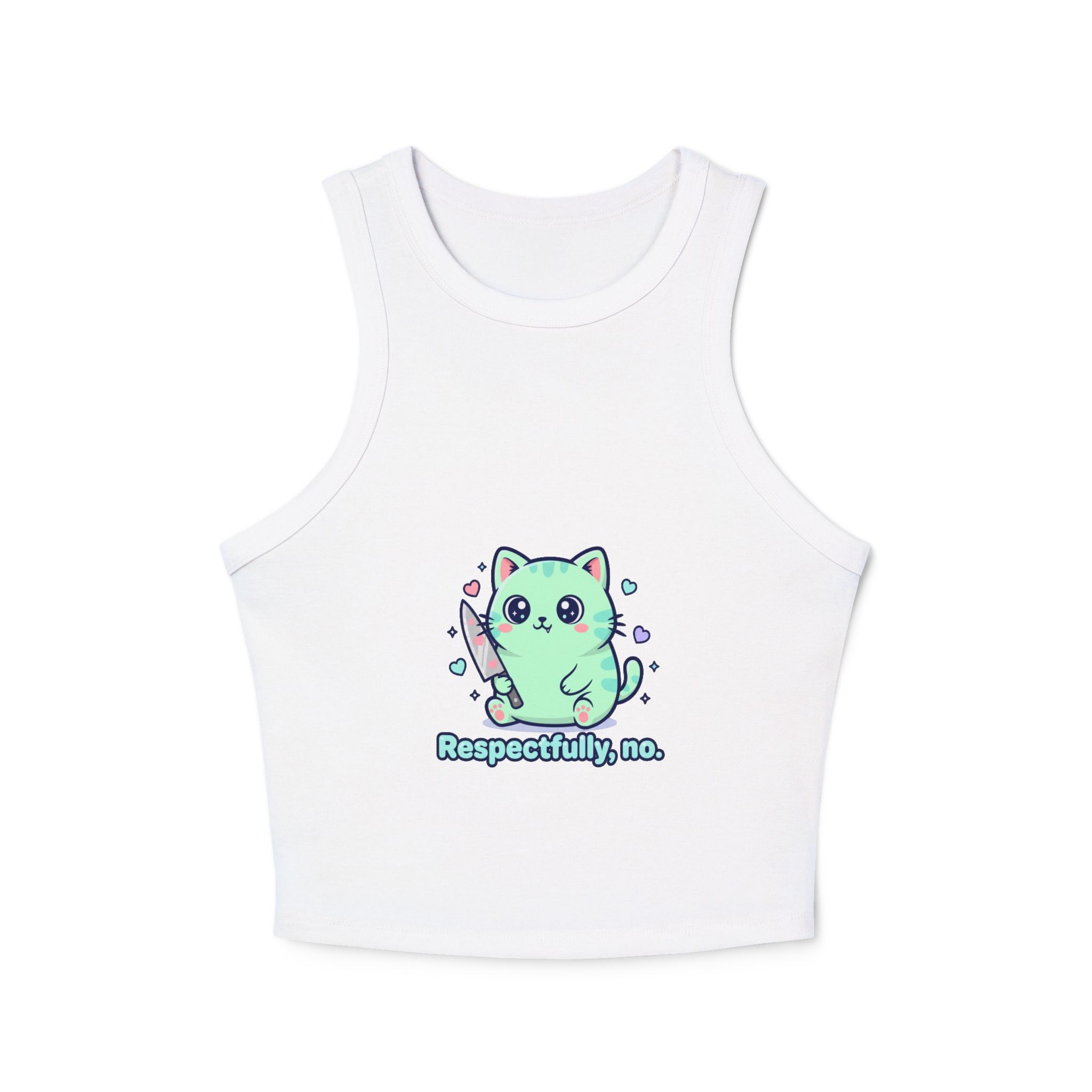 Katze „Mit Verlaub, nein.“ Racerback-Top – Niedliches Kawaii-Kätzchen-Grafikdesign