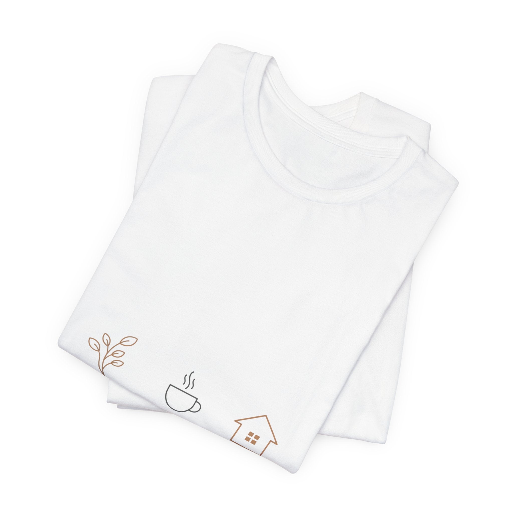 Plant Coffee Home minimales One-Line Art T-Shirt | durchgehende Linienillustration, skandinavische Linienkunst