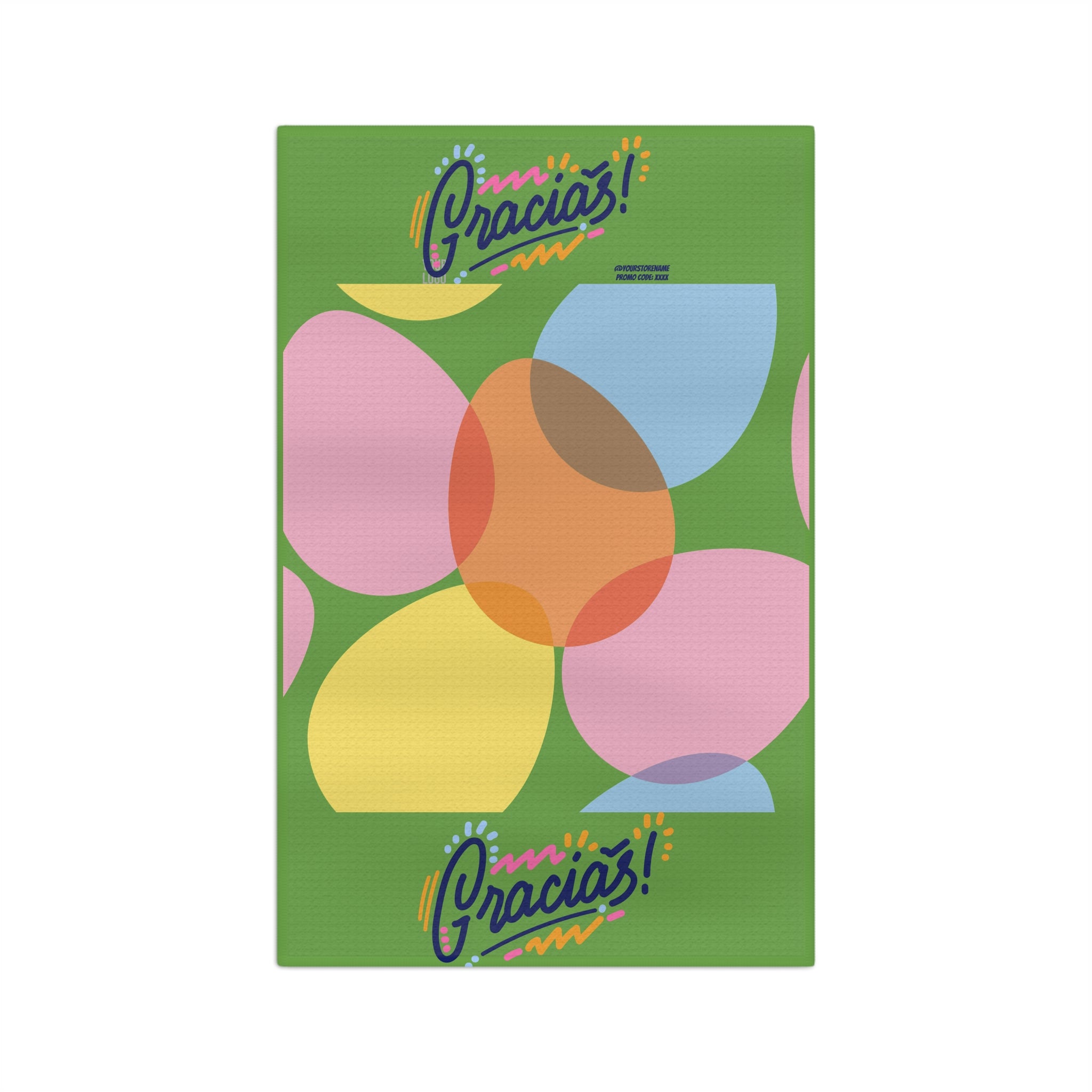 Gracias Floral Microfiber Tea Towel — Colorful Thank You Kitchen Towel