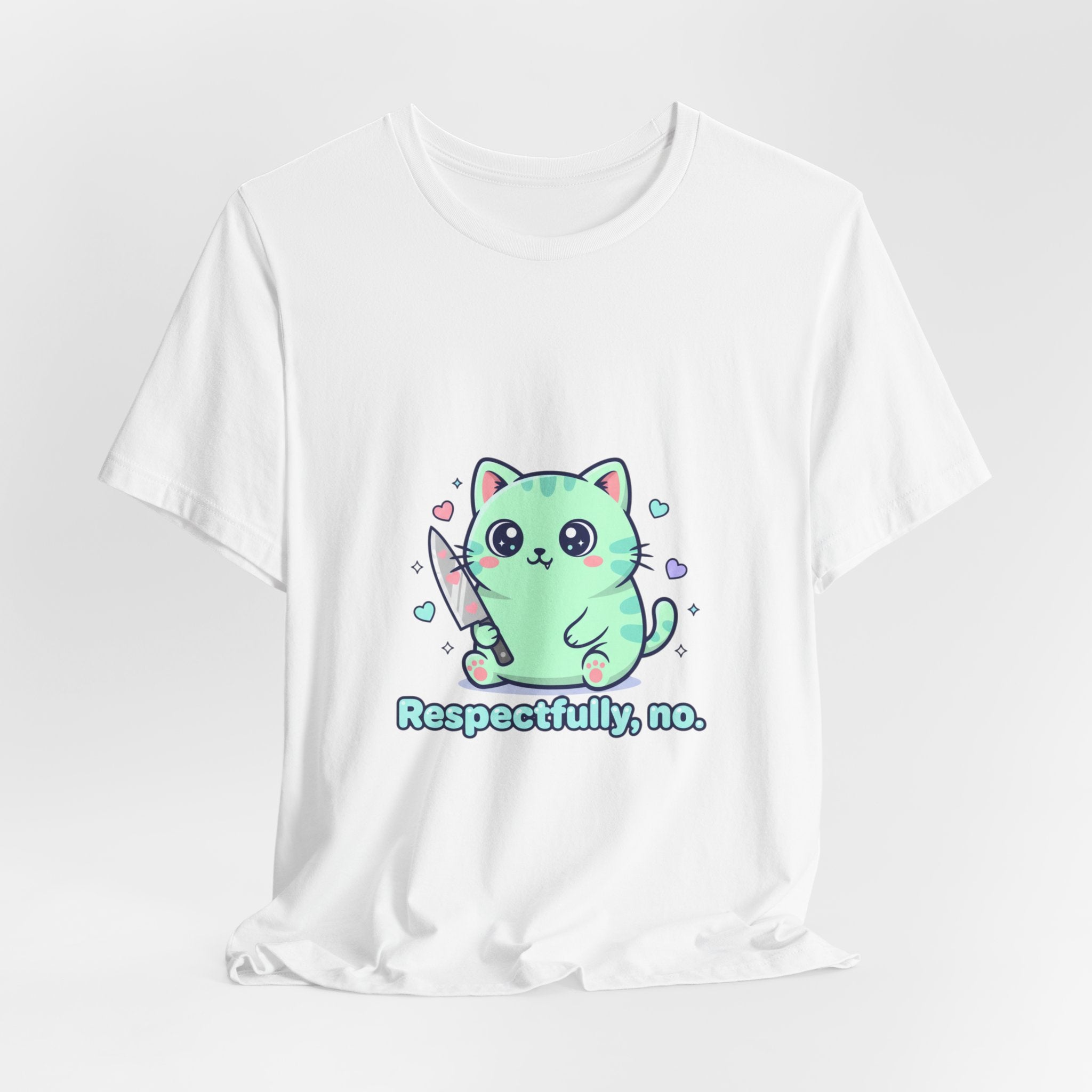 Respectfully No Cat Tee | Kawaii-Drohung, pastellfarbener Soft Grunge