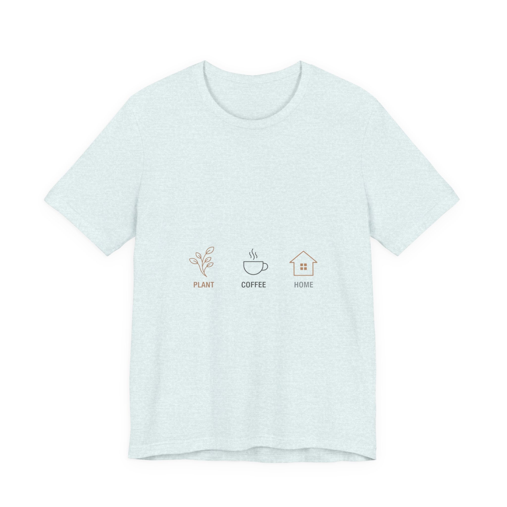 Plant Coffee Home minimales One-Line Art T-Shirt | durchgehende Linienillustration, skandinavische Linienkunst