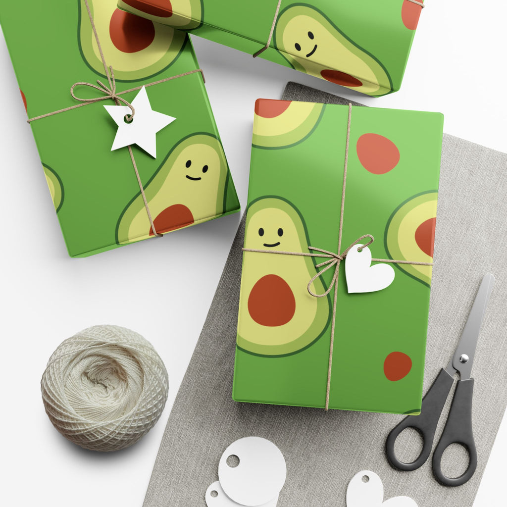 Smiling Avocado Pattern Gift Wrap Paper | Avocado Wrapping Paper