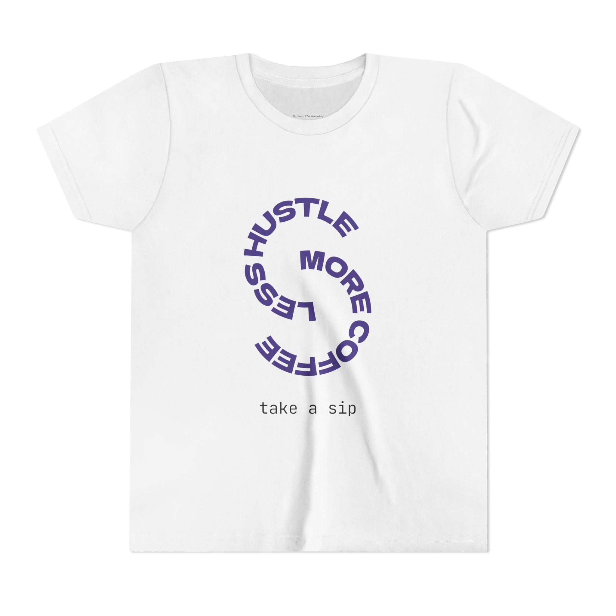 Progress Over Perfection Youth Tee | Less Hustle More Coffee design