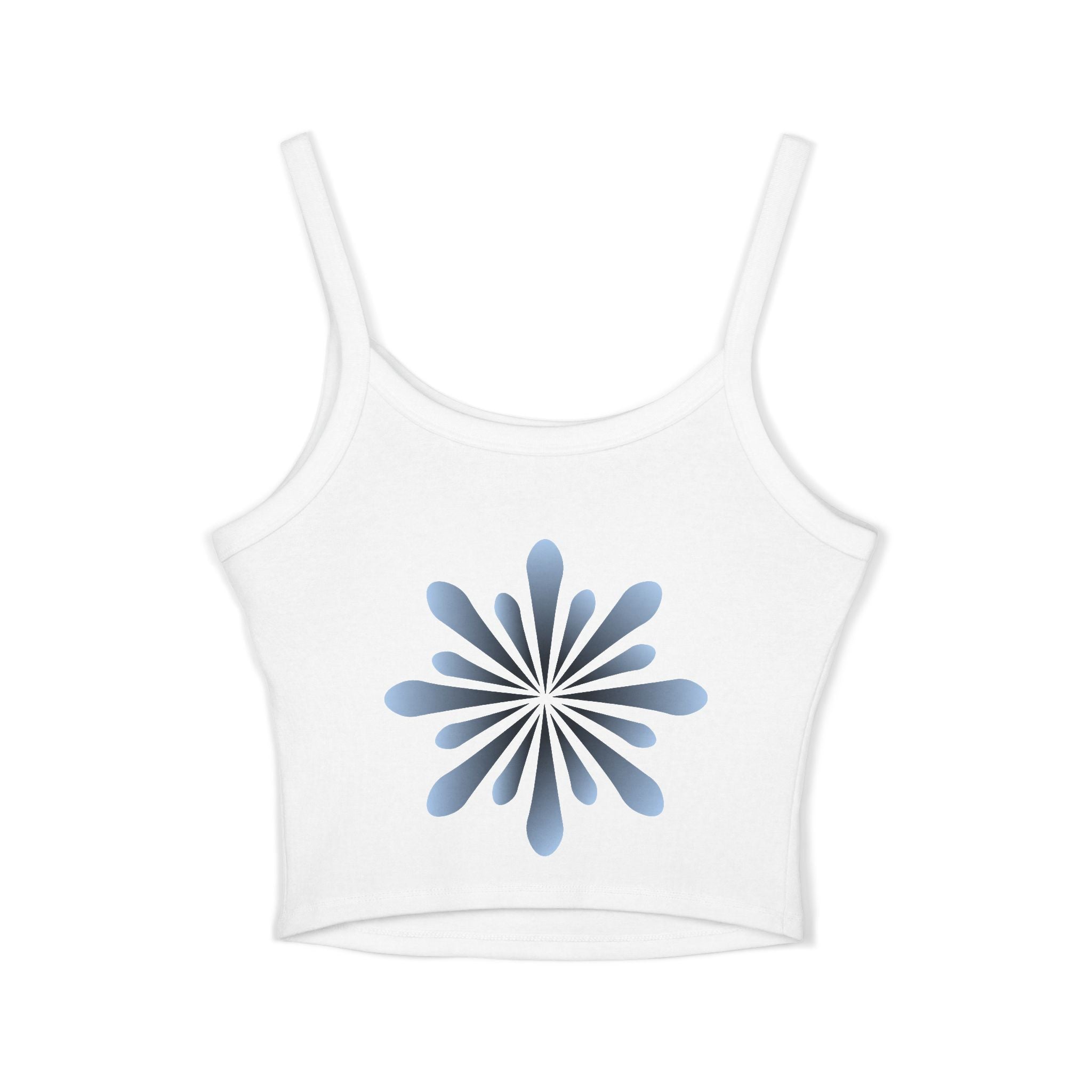 Floral Spiral Crop Tank — Blue Petal Sunburst Spaghetti Strap Tank Top