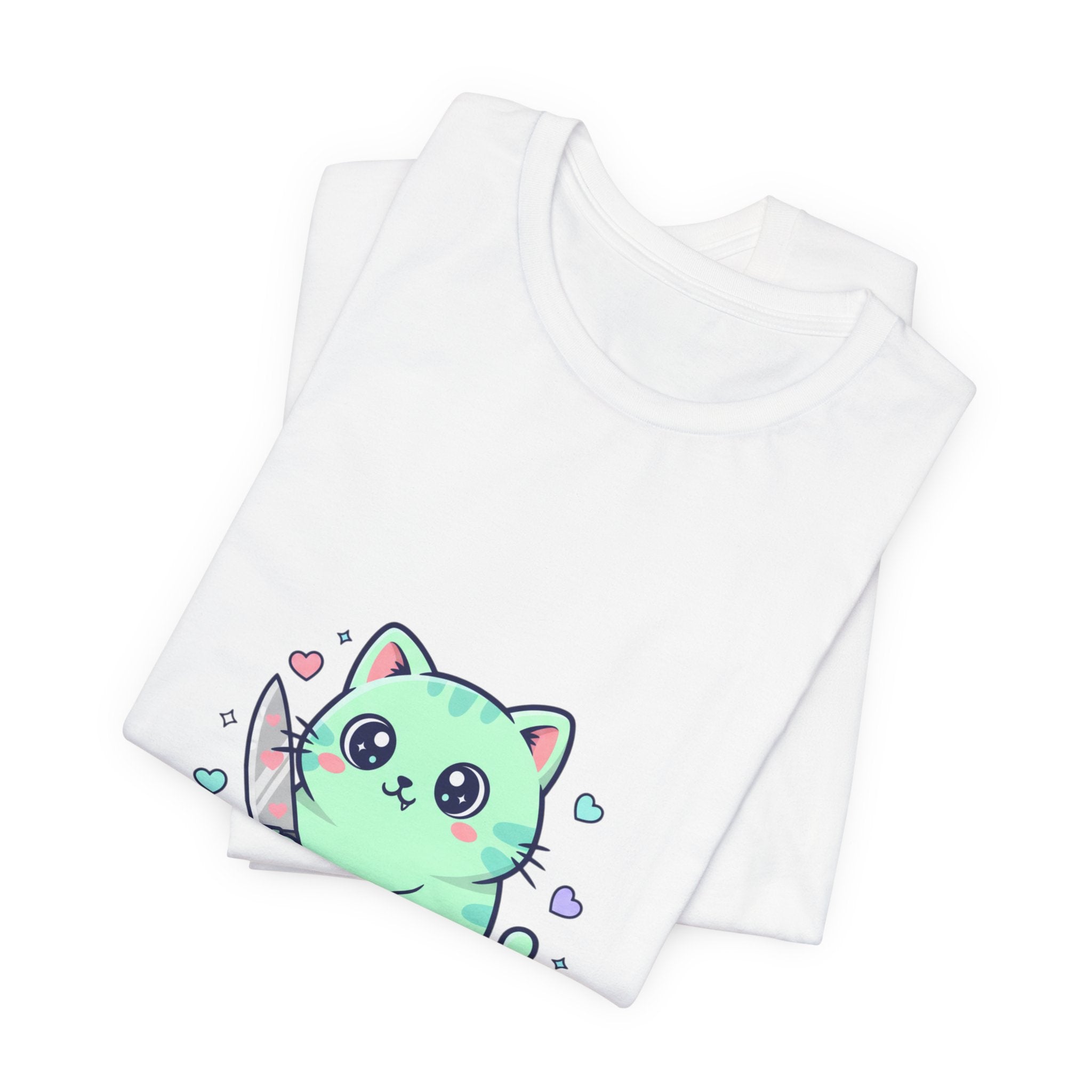 Respectfully No Cat Tee | Kawaii-Drohung, pastellfarbener Soft Grunge
