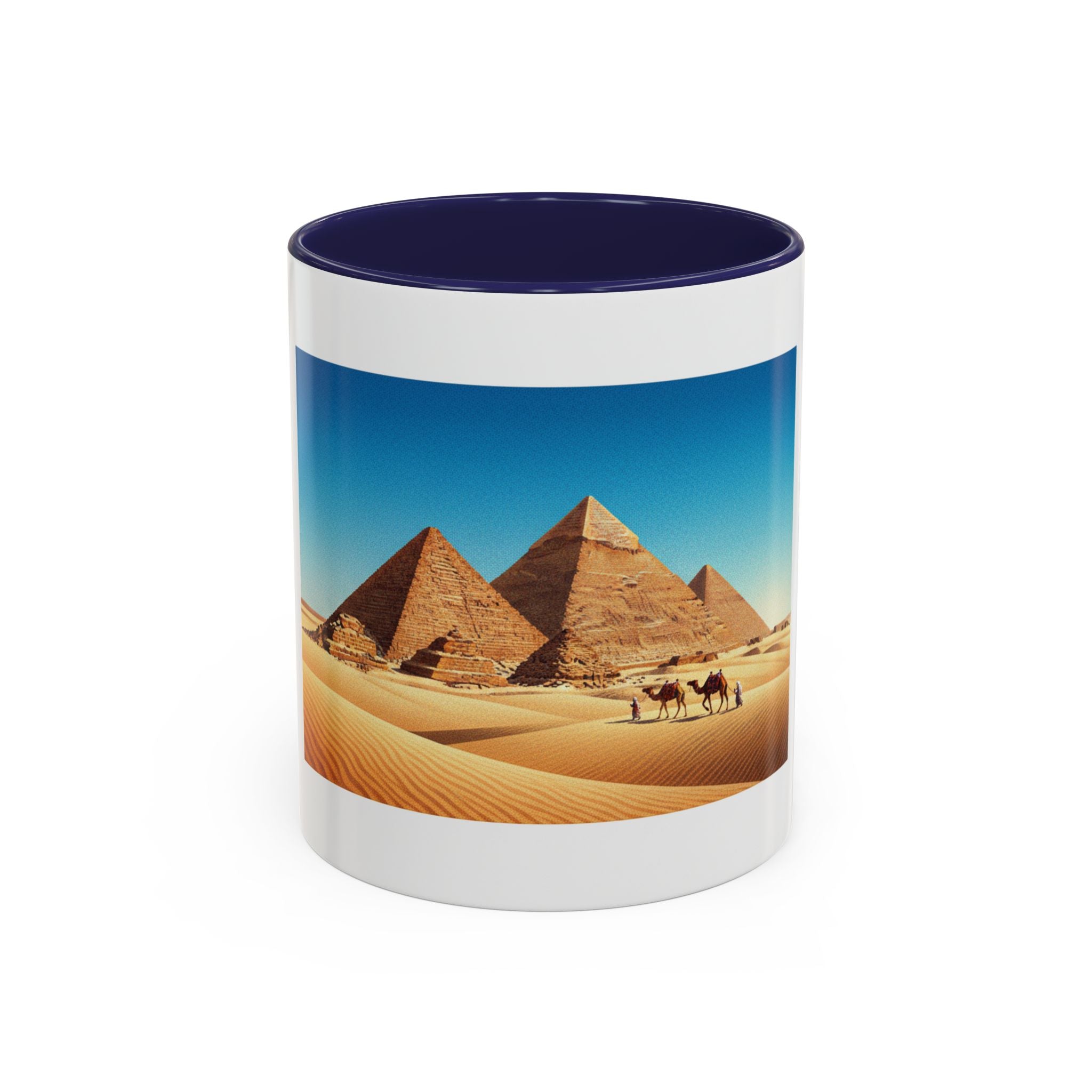 Egypt Pyramids Accent Coffee Mug — Desert Camel Travel Scene (11/15oz)