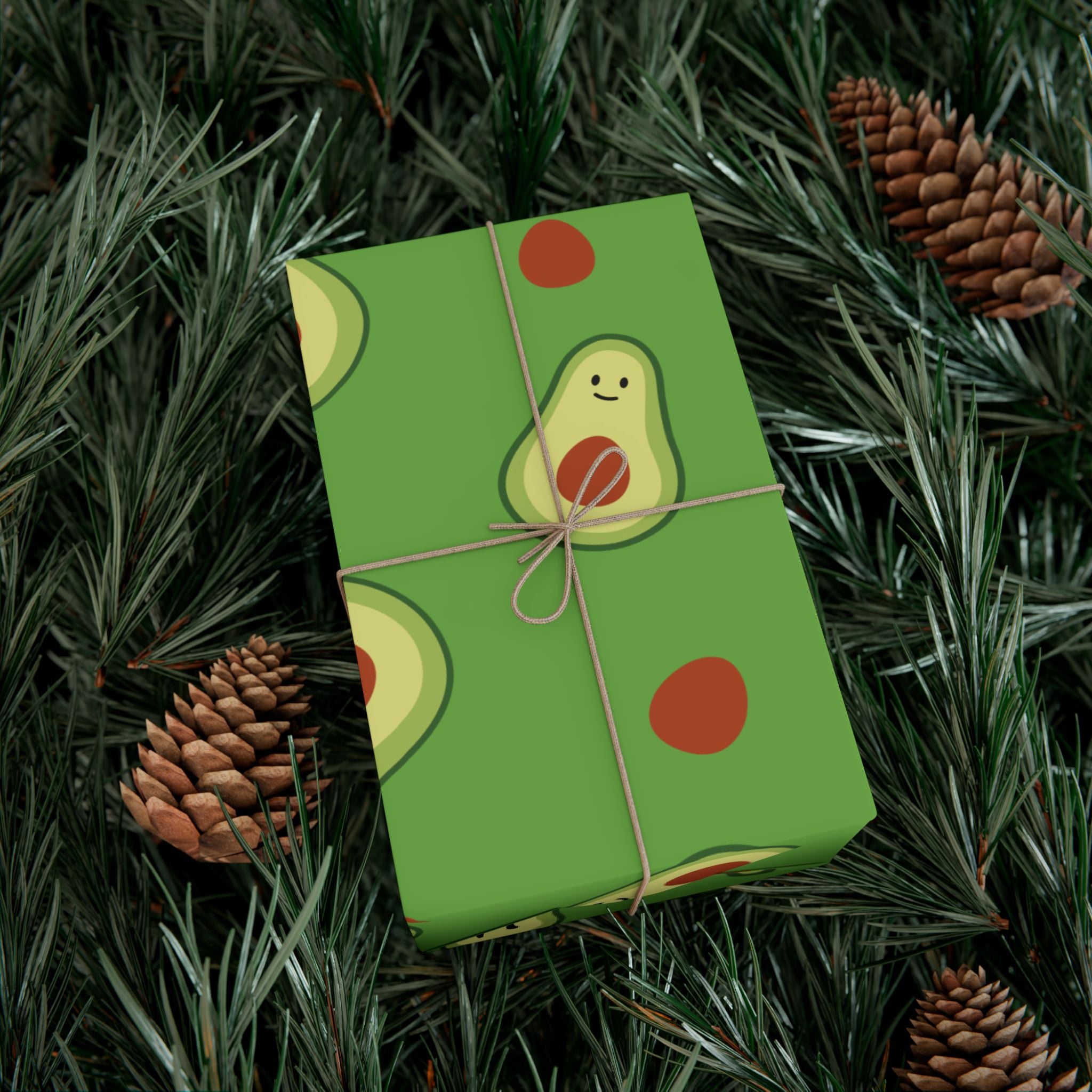 Smiling Avocado Pattern Gift Wrap Paper | Avocado Wrapping Paper
