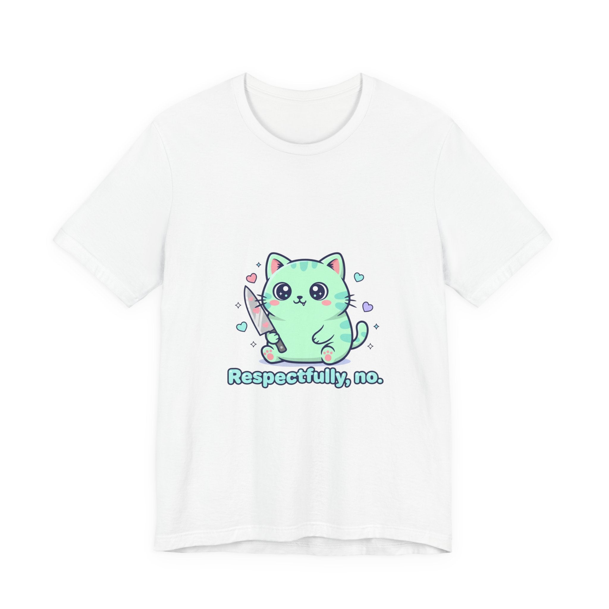 Respectfully No Cat Tee | Kawaii-Drohung, pastellfarbener Soft Grunge