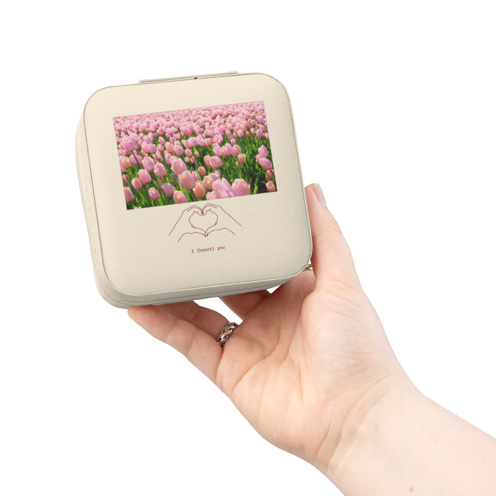 Travel Jewelry Case — Compact Pink Travel Jewelry Organizer with Ring & Earring Compartments