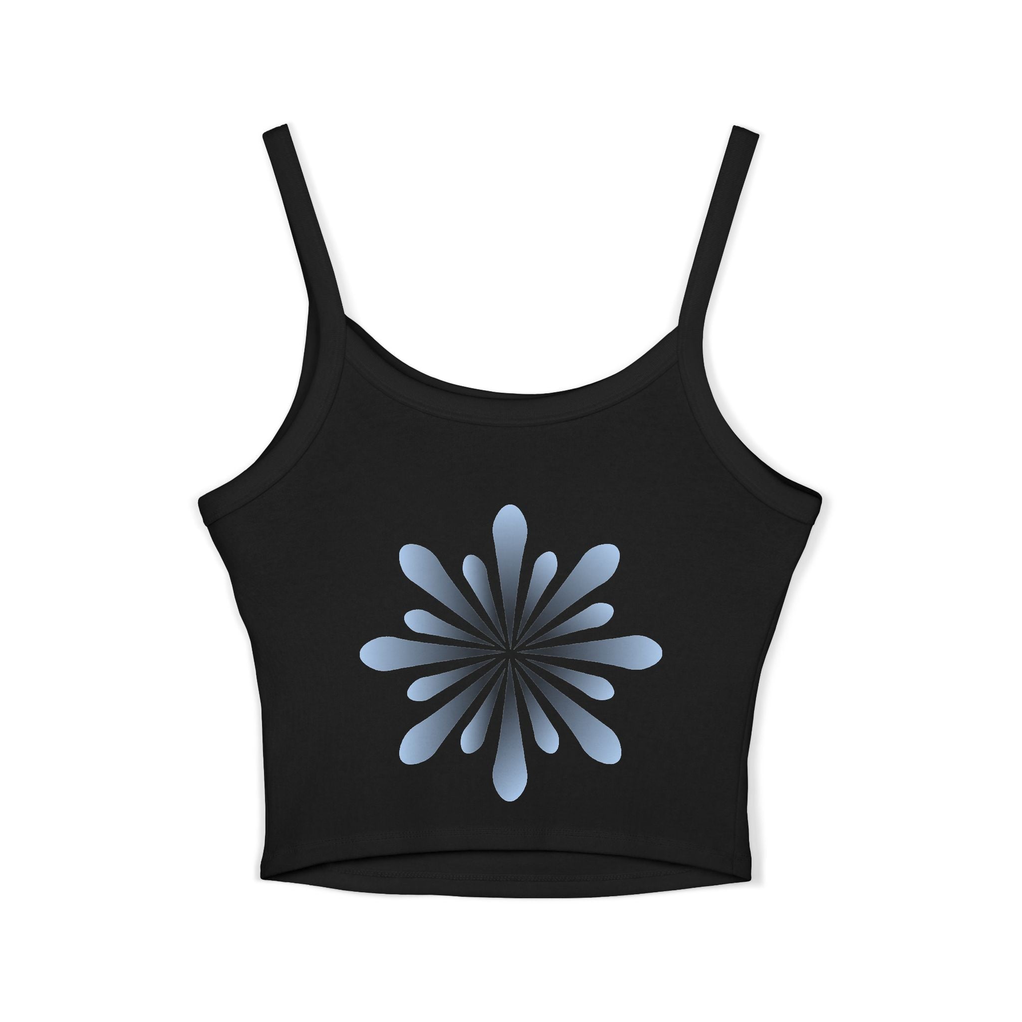 Floral Spiral Crop Tank — Blue Petal Sunburst Spaghetti Strap Tank Top