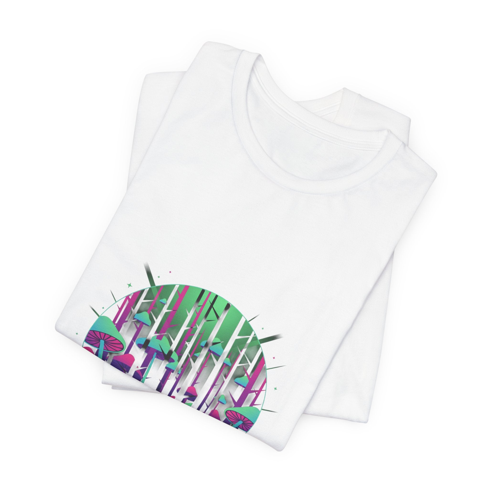 Neon Forest Pilz T-Shirt | leuchtendes Wald-Design, psychedelisches Pflanzen-T-Shirt