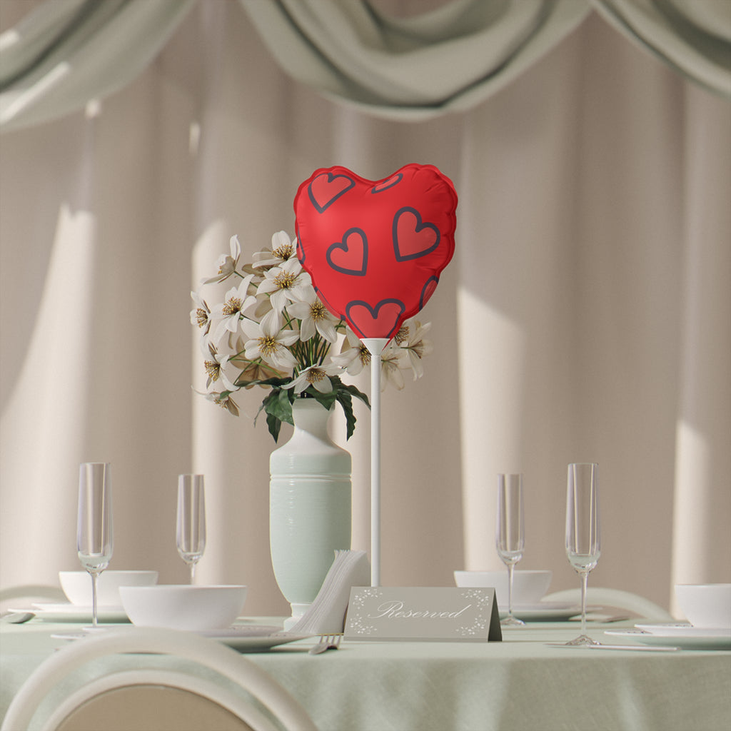 6" Heart & Round Love Balloons — Red Heart Pattern Party Balloons for Valentine’s Day