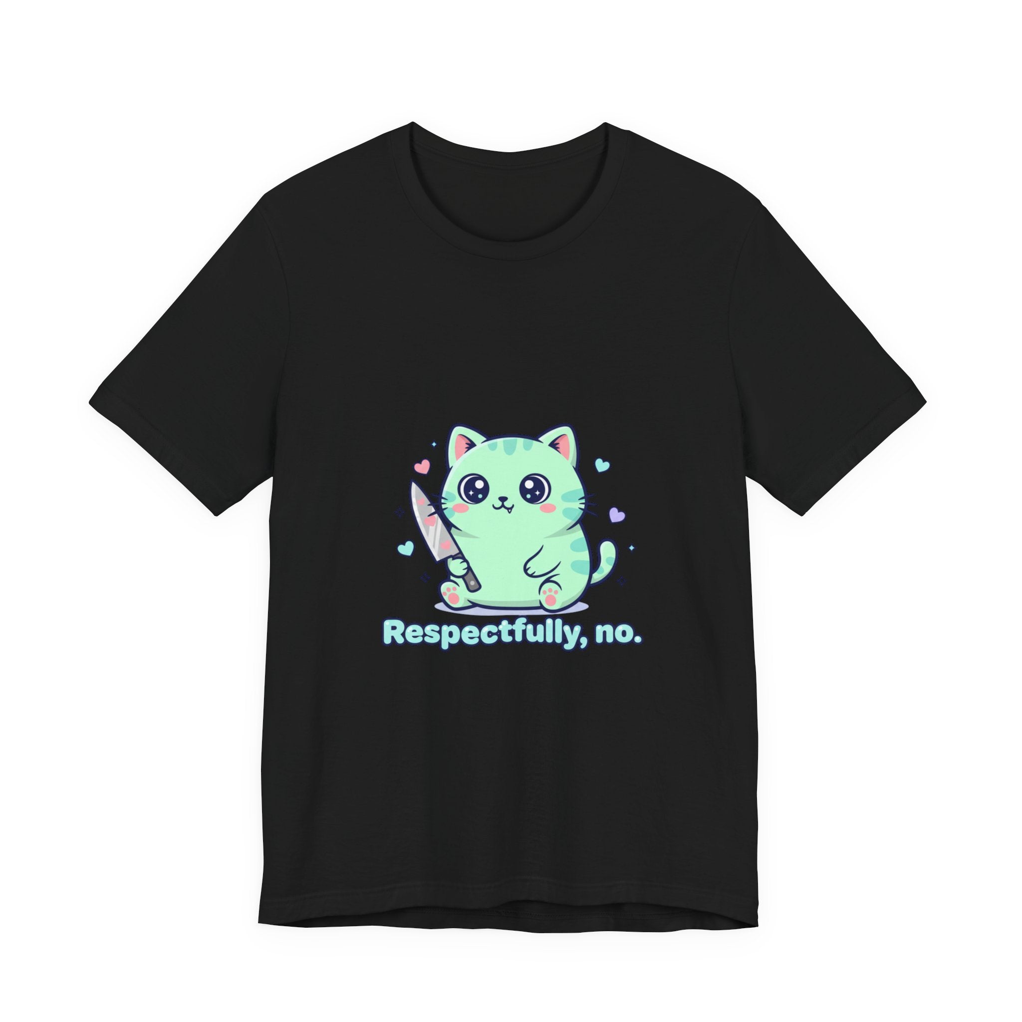 Respectfully No Cat Tee | Kawaii-Drohung, pastellfarbener Soft Grunge