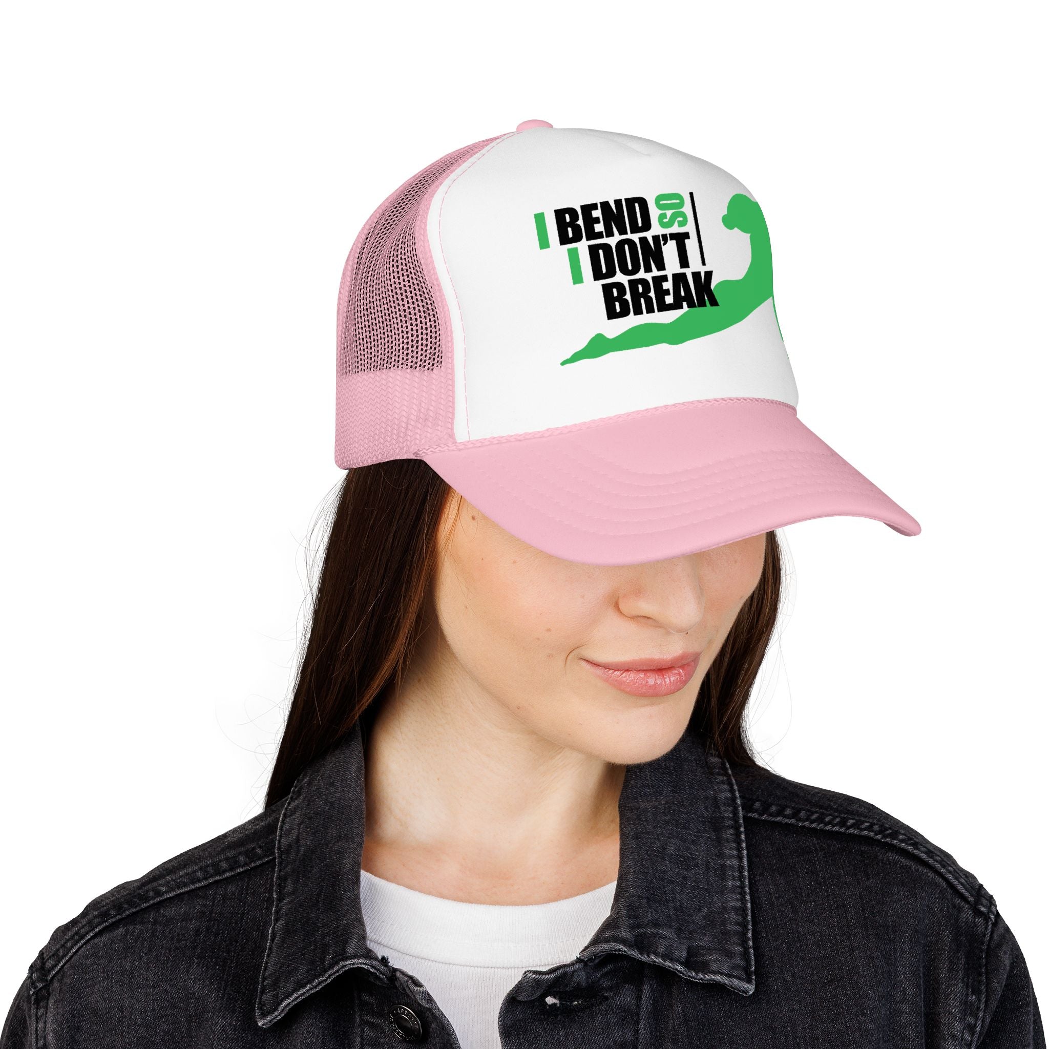 Bend Don’t Break Foam Trucker Hat – Yoga Stretch Mesh Cap
