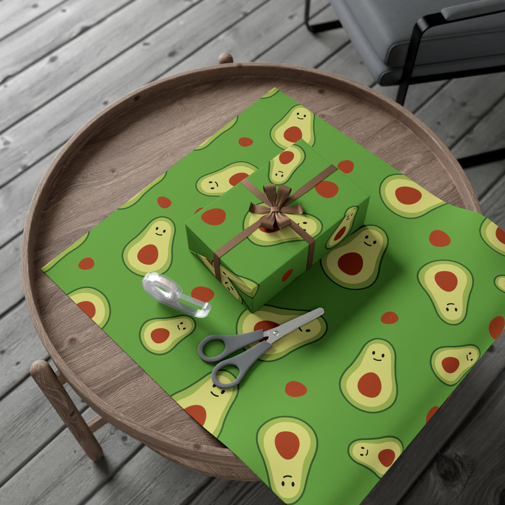 Smiling Avocado Pattern Gift Wrap Paper | Avocado Wrapping Paper