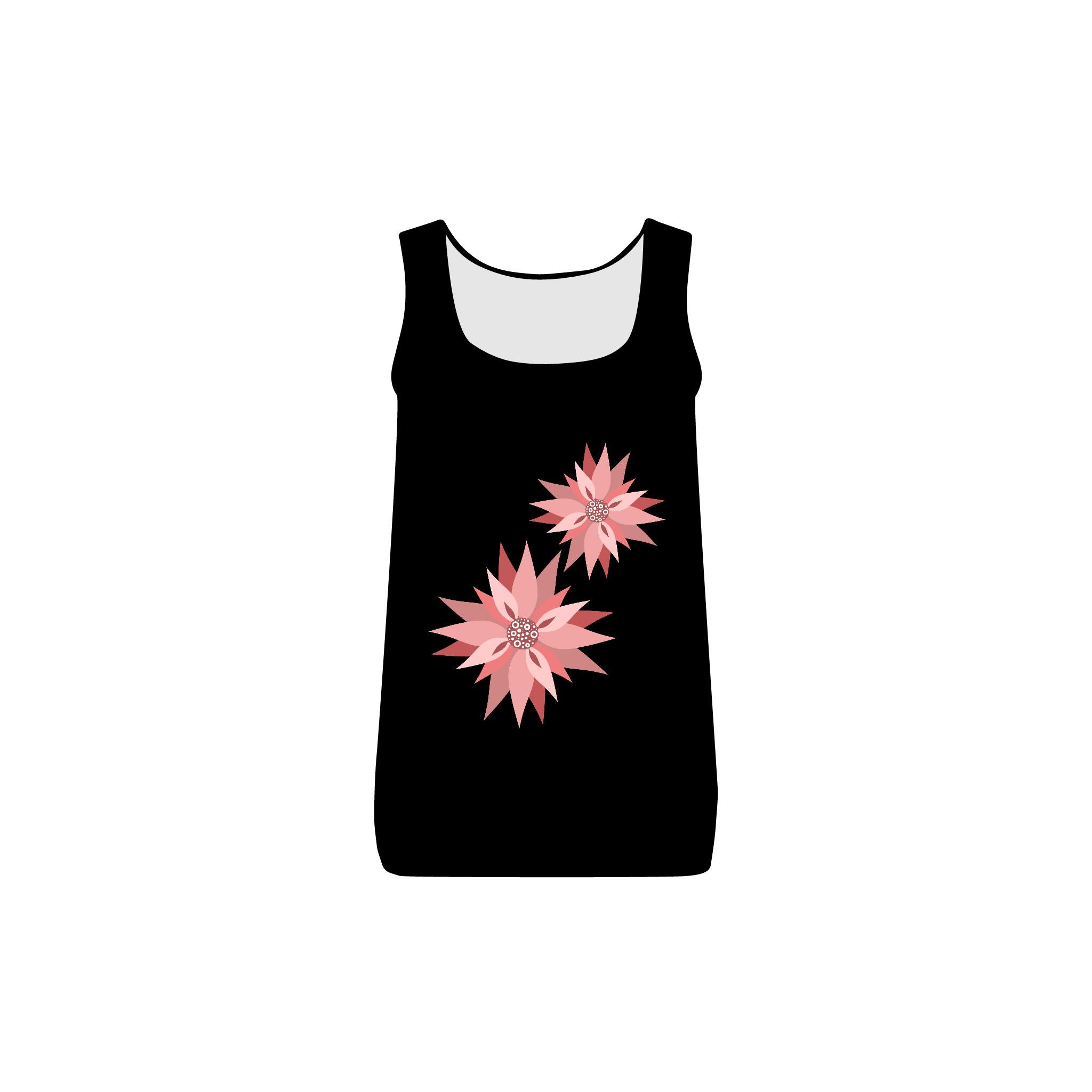 Floral Pink Poinsettia Tank — Women's Ribbed Holiday Tank Top