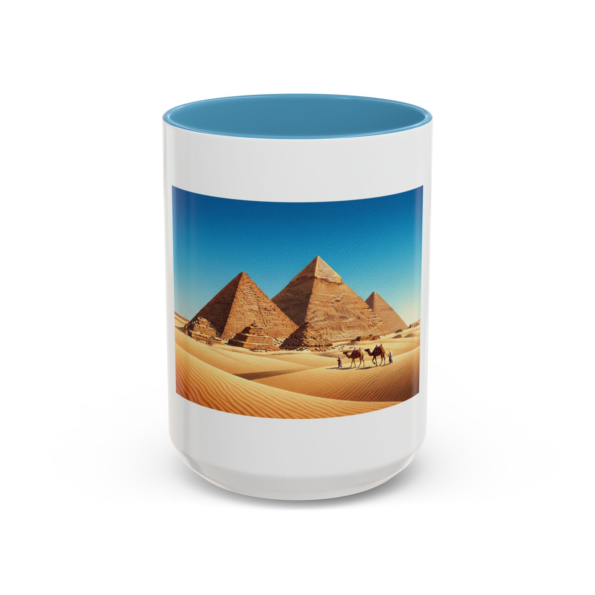 Egypt Pyramids Accent Coffee Mug — Desert Camel Travel Scene (11/15oz)