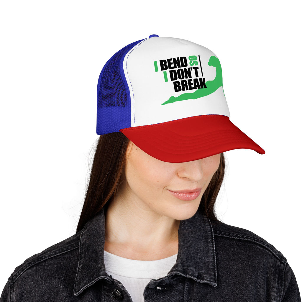 Bend Don’t Break Foam Trucker Hat – Yoga Stretch Mesh Cap