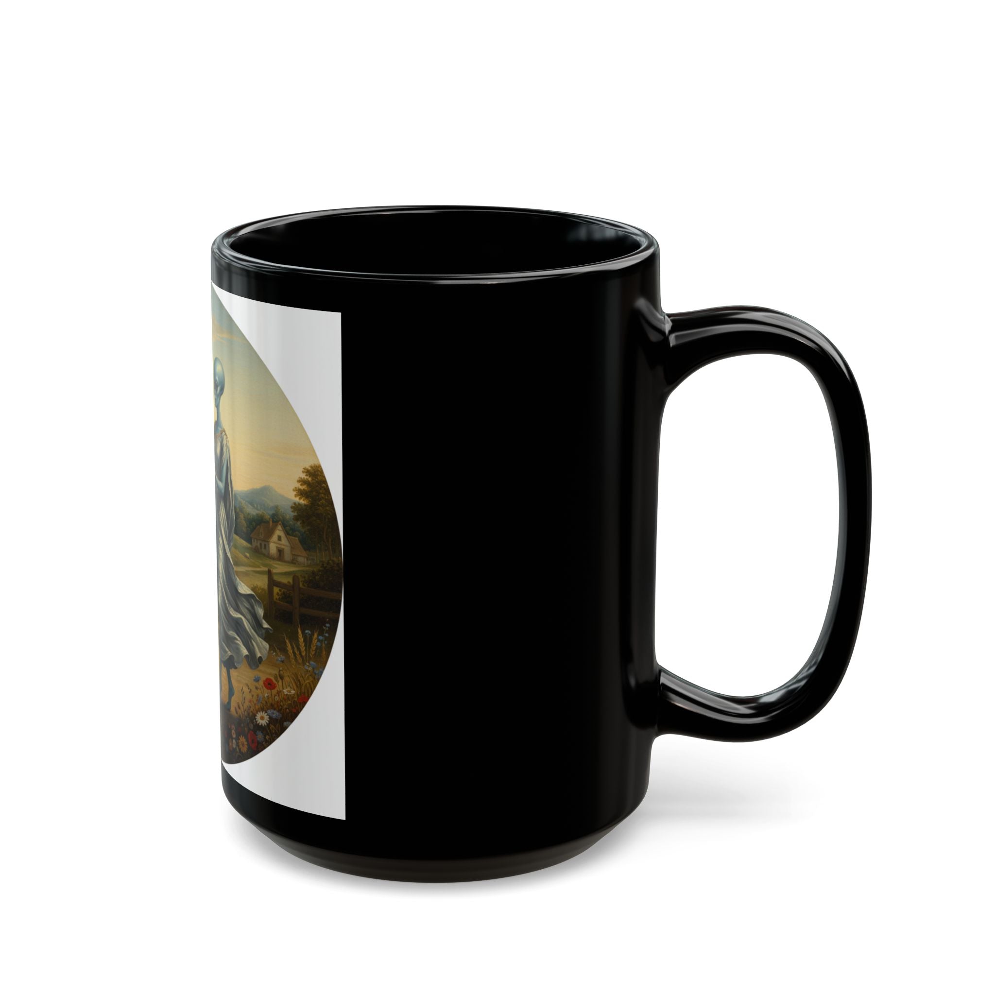 Alien Couple Dancing vintage pastoral scene Mug | Black ceramic