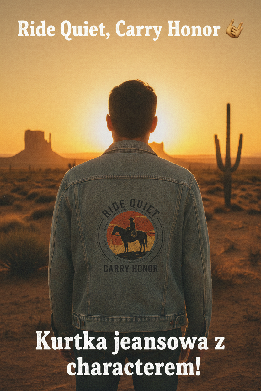 Jeansjacke „Ride Queen“ | Cowboy-Silhouette mit Sonnenuntergangs-Grafik